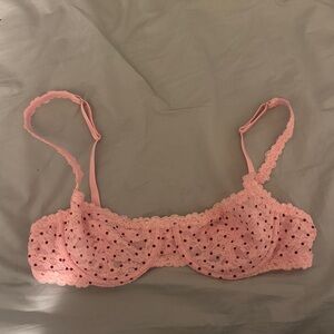 Aerie Pink Lace Polka Dot Bra